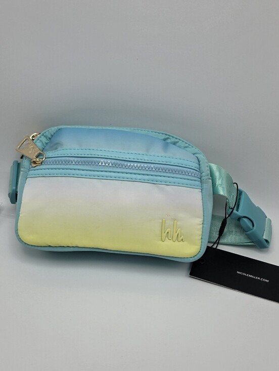 Nicole Miller Handbags - Nicole Miller Women's Nylon Crossbody Fanny Pack Belt Bag Aqua/Yellow Gradient